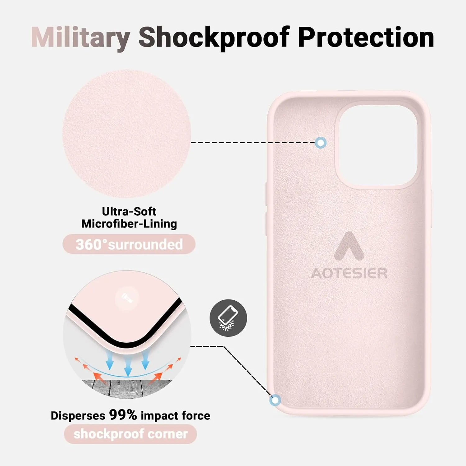 AOTESIER Magnetic for iPhone 13 Pro Max Phone Case, [Compatible with MagSafe][Military Shockproof Protection] Silicone Case with Soft Anti-Scratch Microfiber Lining, 6.7 inch, Chalk Pink