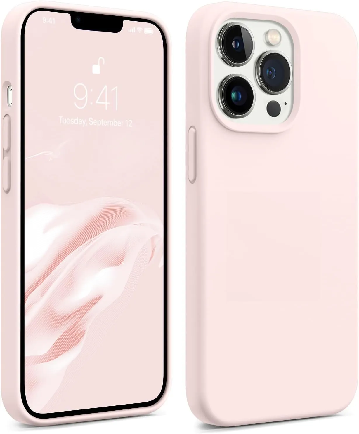 AOTESIER Magnetic for iPhone 13 Pro Max Phone Case, [Compatible with MagSafe][Military Shockproof Protection] Silicone Case with Soft Anti-Scratch Microfiber Lining, 6.7 inch, Chalk Pink