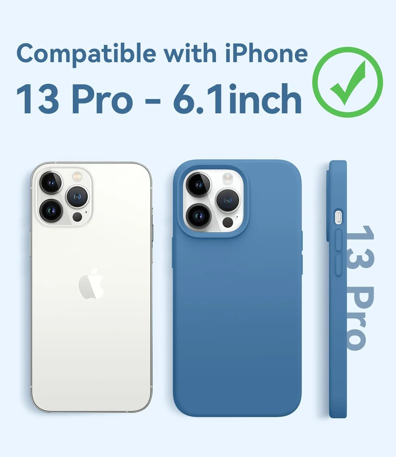 AOTESIER Magnetic for iPhone 13 Pro Phone Case, [Compatible with MagSafe][Military Shockproof Protection] Silicone Case with Soft Microfiber Lining, Camera & Screen Protection 6.1 inch, Azure Blue