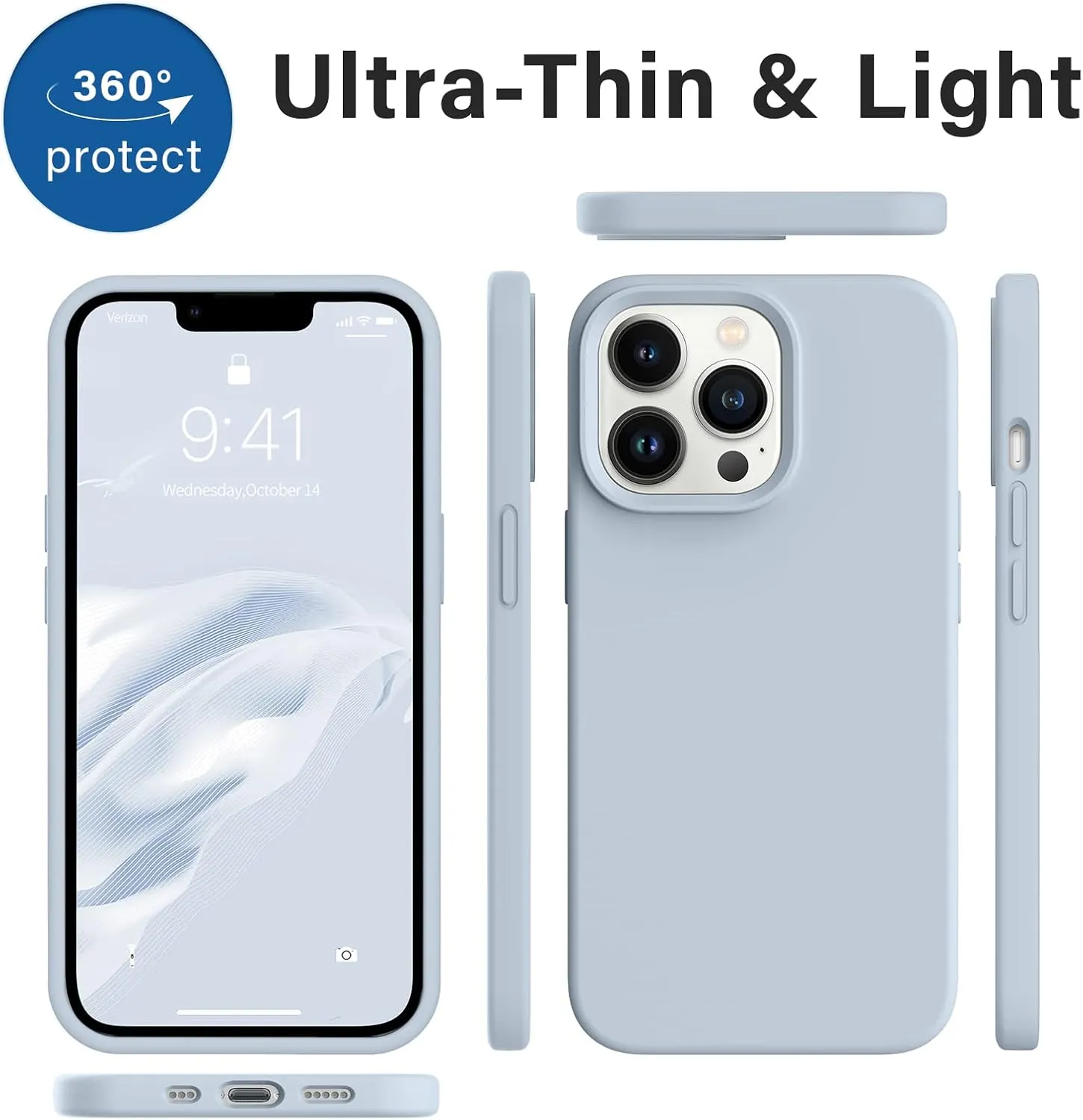 AOTESIER Magnetic for iPhone 13 Pro Phone Case, [Compatible with MagSafe][Military Shockproof Protection] Silicone Case with Soft Microfiber Lining, Camera & Screen Protection 6.1 inch, Baby Blue