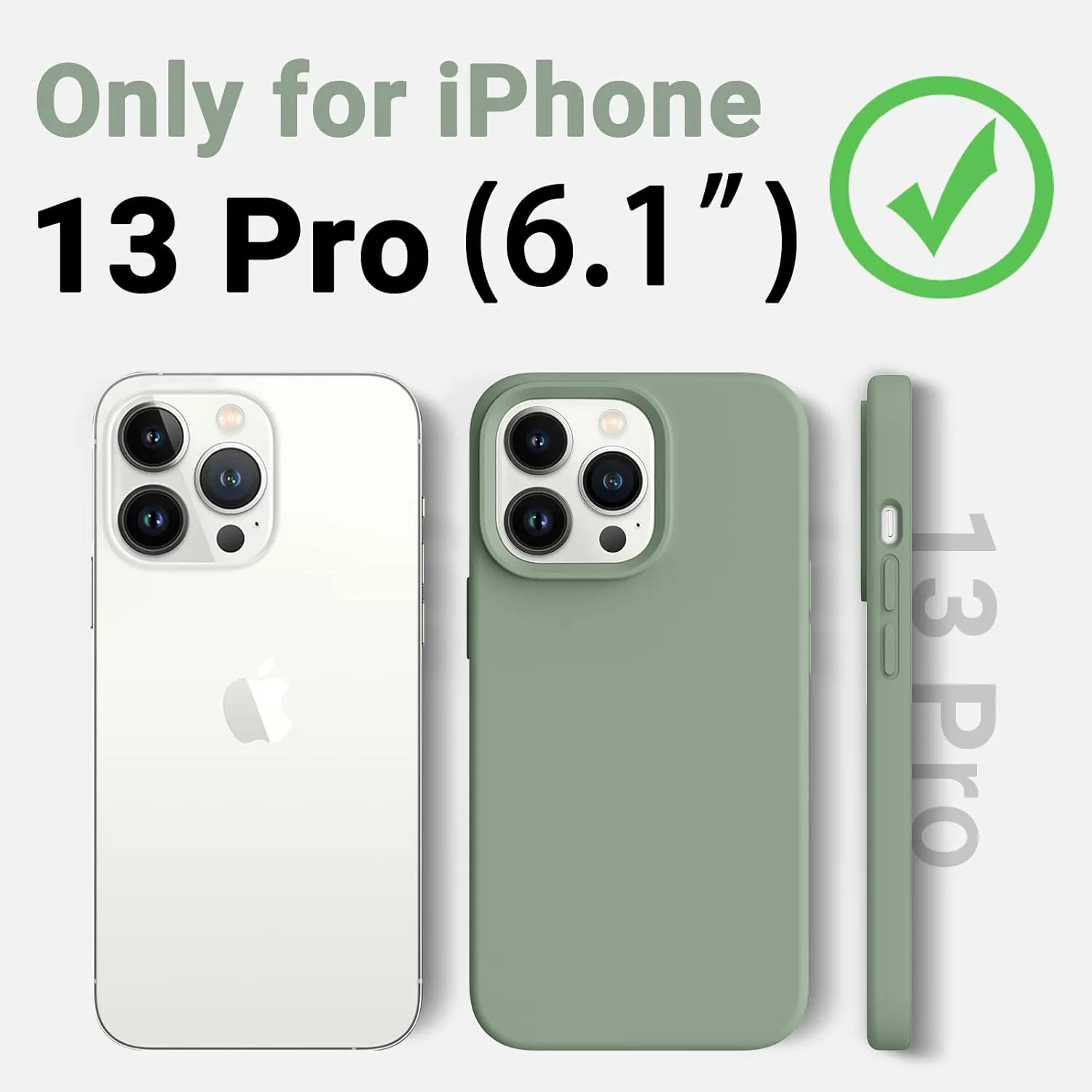 AOTESIER Magnetic for iPhone 13 Pro Phone Case, [Compatible with MagSafe][Military Shockproof Protection] Silicone Case with Soft Microfiber Lining, Camera & Screen Protection 6.1 inch, Calke Green