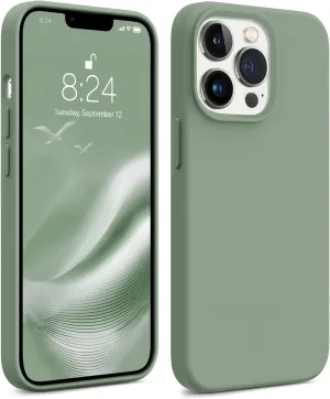 AOTESIER Magnetic for iPhone 13 Pro Phone Case, [Compatible with MagSafe][Military Shockproof Protection] Silicone Case with Soft Microfiber Lining, Camera & Screen Protection 6.1 inch, Calke Green