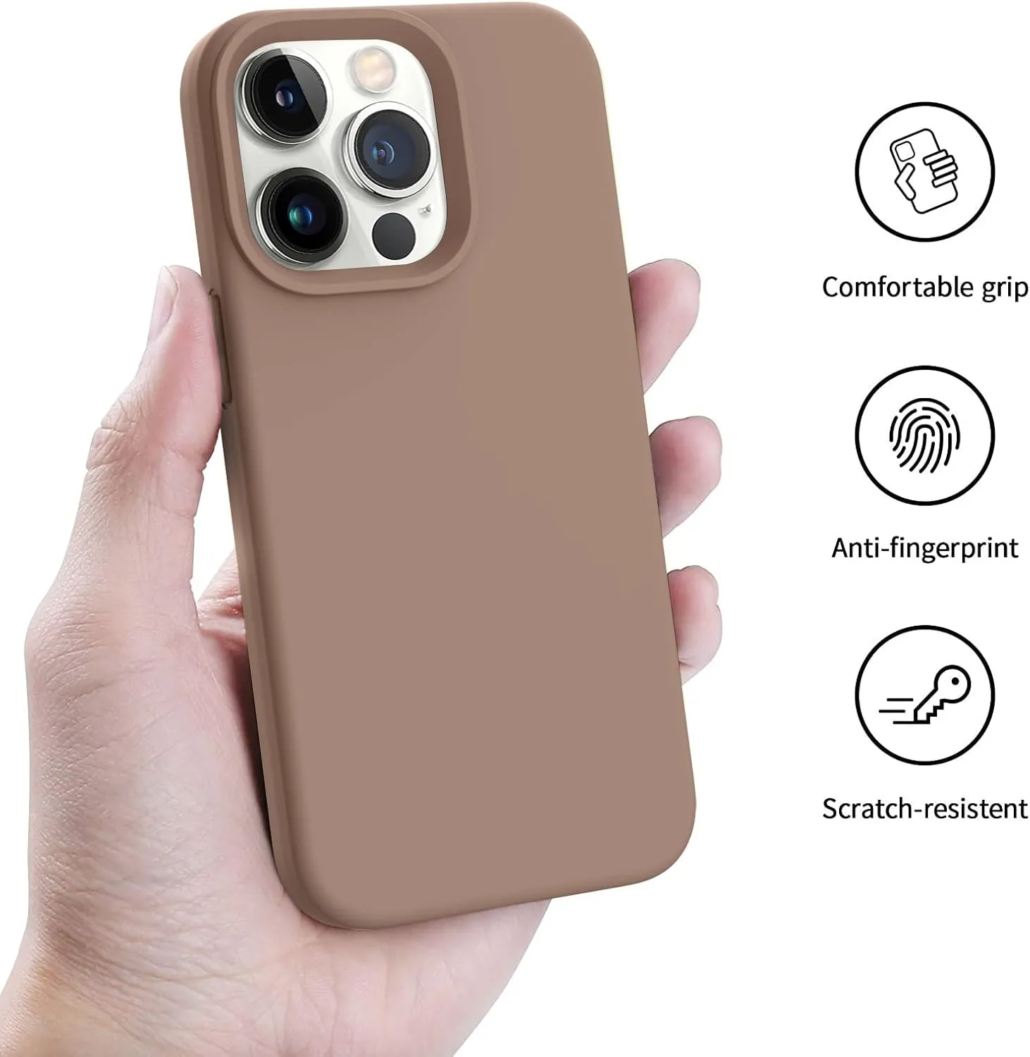 AOTESIER Magnetic for iPhone 13 Pro Phone Case, [Compatible with MagSafe][Military Shockproof Protection] Silicone Case with Soft Microfiber Lining, Camera & Screen Protection 6.1 inch, Light Brown