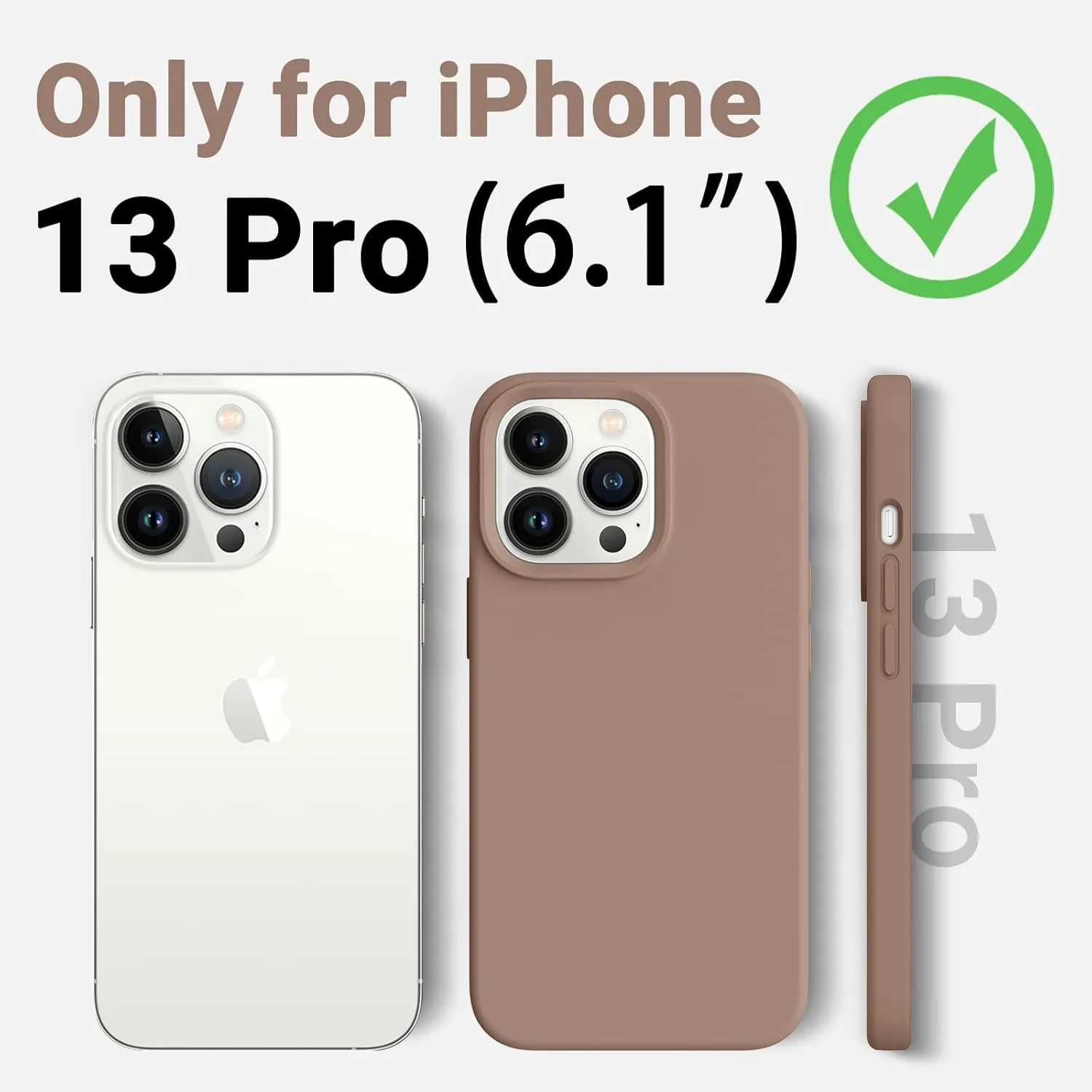 AOTESIER Magnetic for iPhone 13 Pro Phone Case, [Compatible with MagSafe][Military Shockproof Protection] Silicone Case with Soft Microfiber Lining, Camera & Screen Protection 6.1 inch, Light Brown