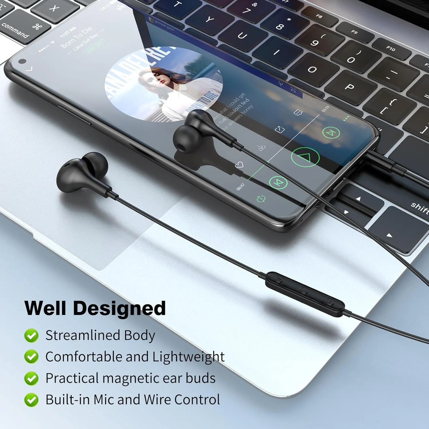 APETOO Wired Earbuds in-Ear Headphones for Mackbook Pro Air Laptop,Noise Isolation Earphones Corded 3.5mm Jack Plug-in Ear Buds Mic Volume Control for iPhone,Samsung,Android,Gaming Console,Kids,School
