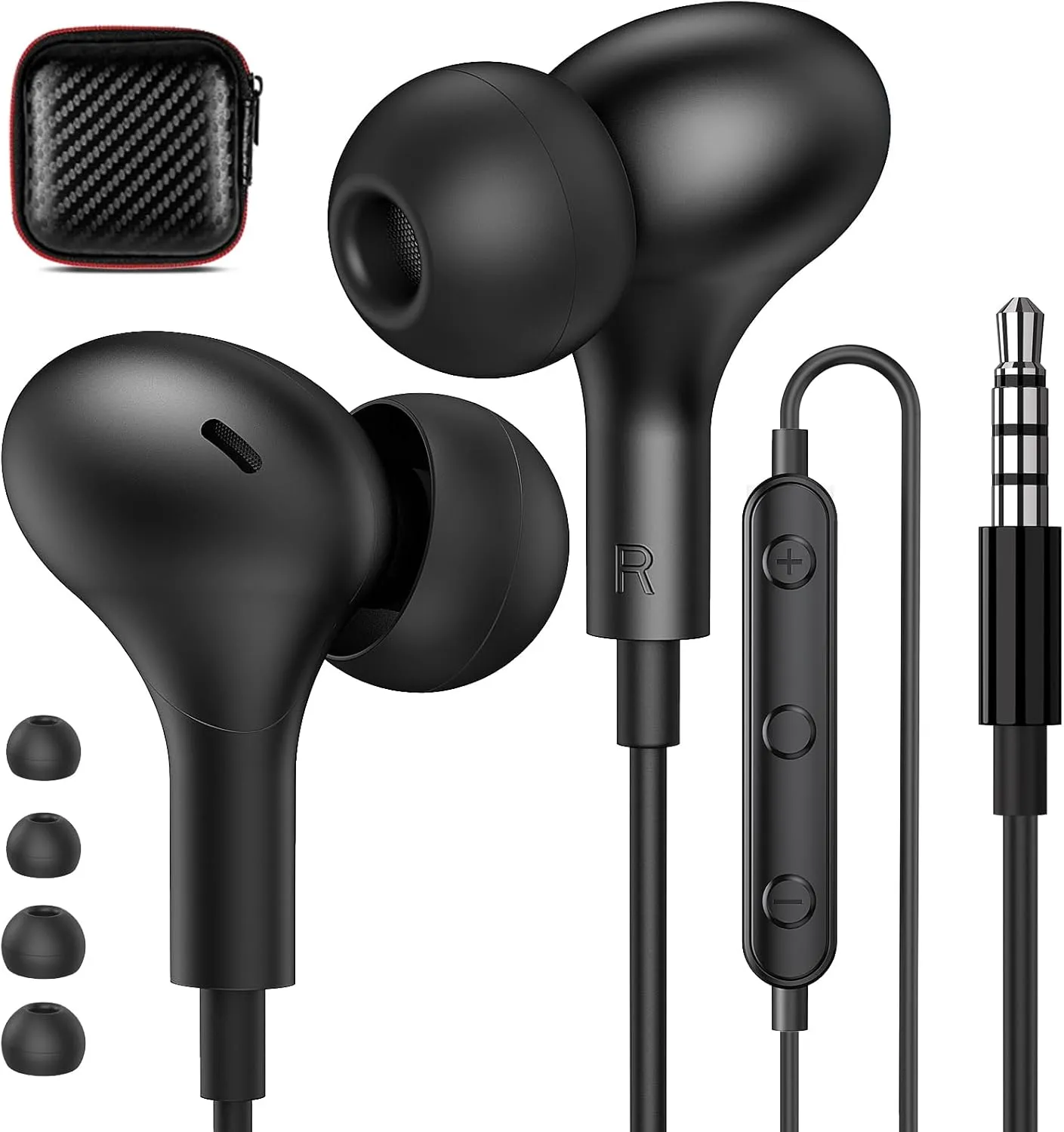 APETOO Wired Earbuds in-Ear Headphones for Mackbook Pro Air Laptop,Noise Isolation Earphones Corded 3.5mm Jack Plug-in Ear Buds Mic Volume Control for iPhone,Samsung,Android,Gaming Console,Kids,School