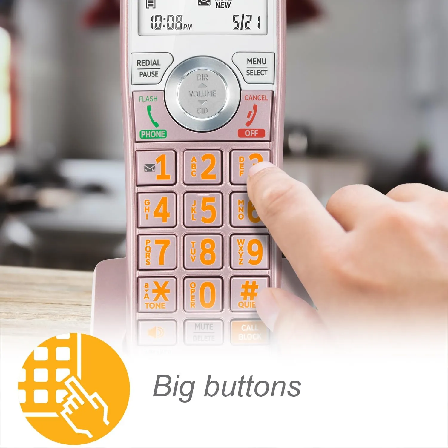 AT&T CL82257 DECT 6.0 2-Handset Cordless Phone for Home with Answering Machine, Call Blocking, Caller ID Announcer, Intercom and Long Range, Rose Gold
