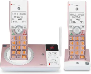AT&T CL82257 DECT 6.0 2-Handset Cordless Phone for Home with Answering Machine, Call Blocking, Caller ID Announcer, Intercom and Long Range, Rose Gold