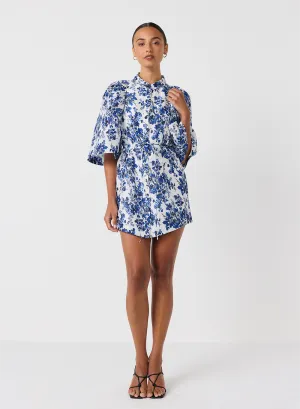Augusta Silk Linen Micro Mini Shirt Dress