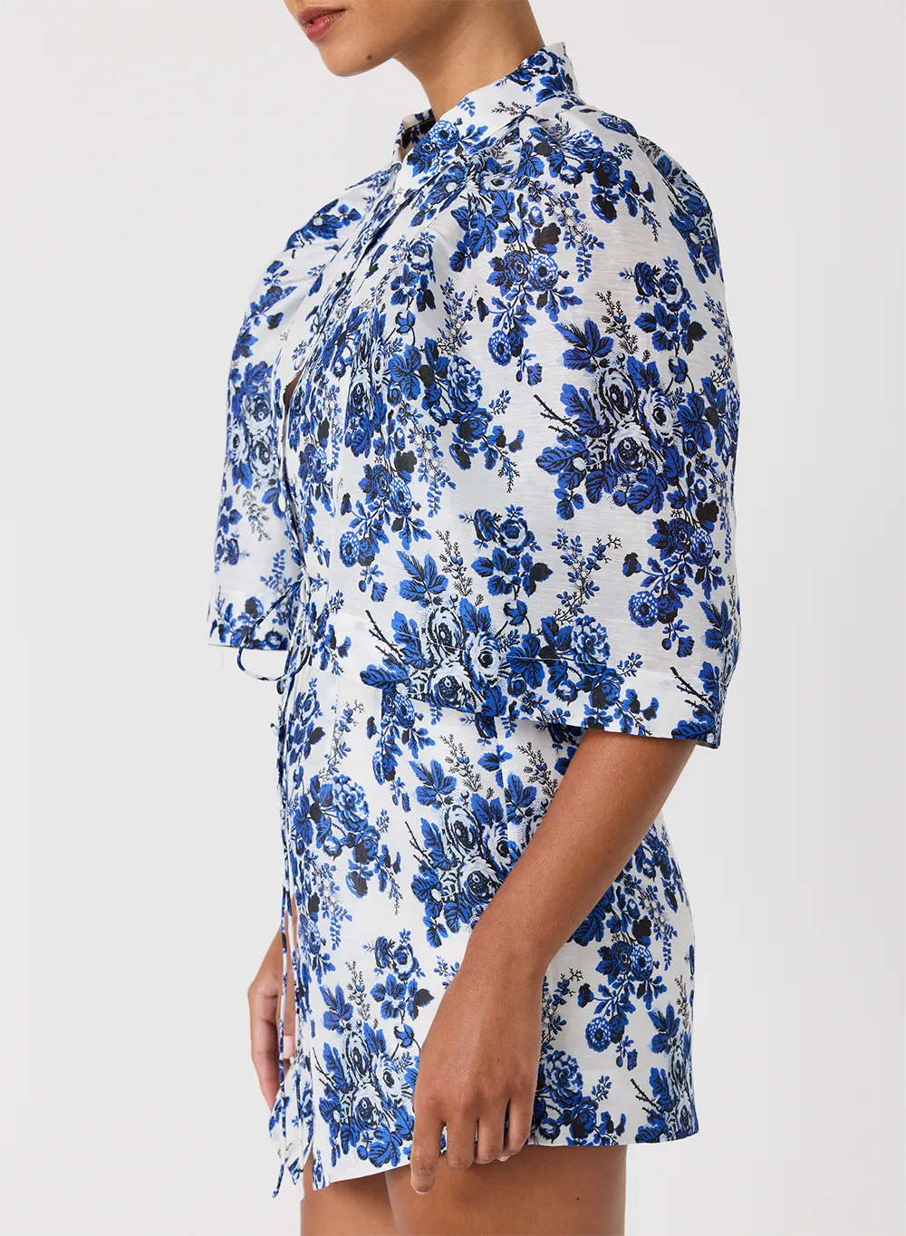 Augusta Silk Linen Micro Mini Shirt Dress