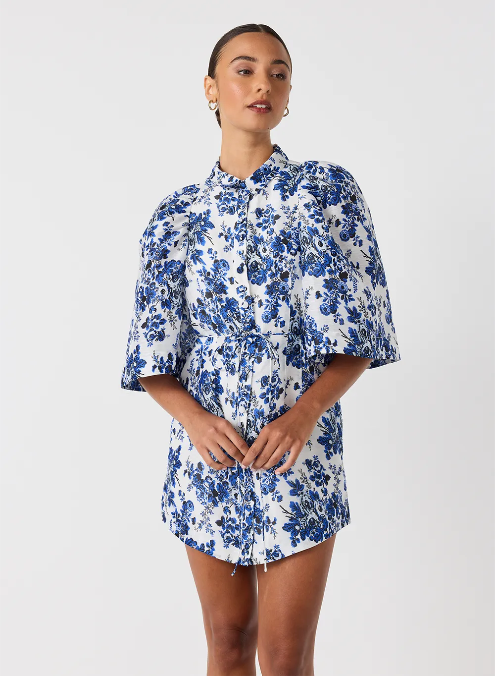 Augusta Silk Linen Micro Mini Shirt Dress