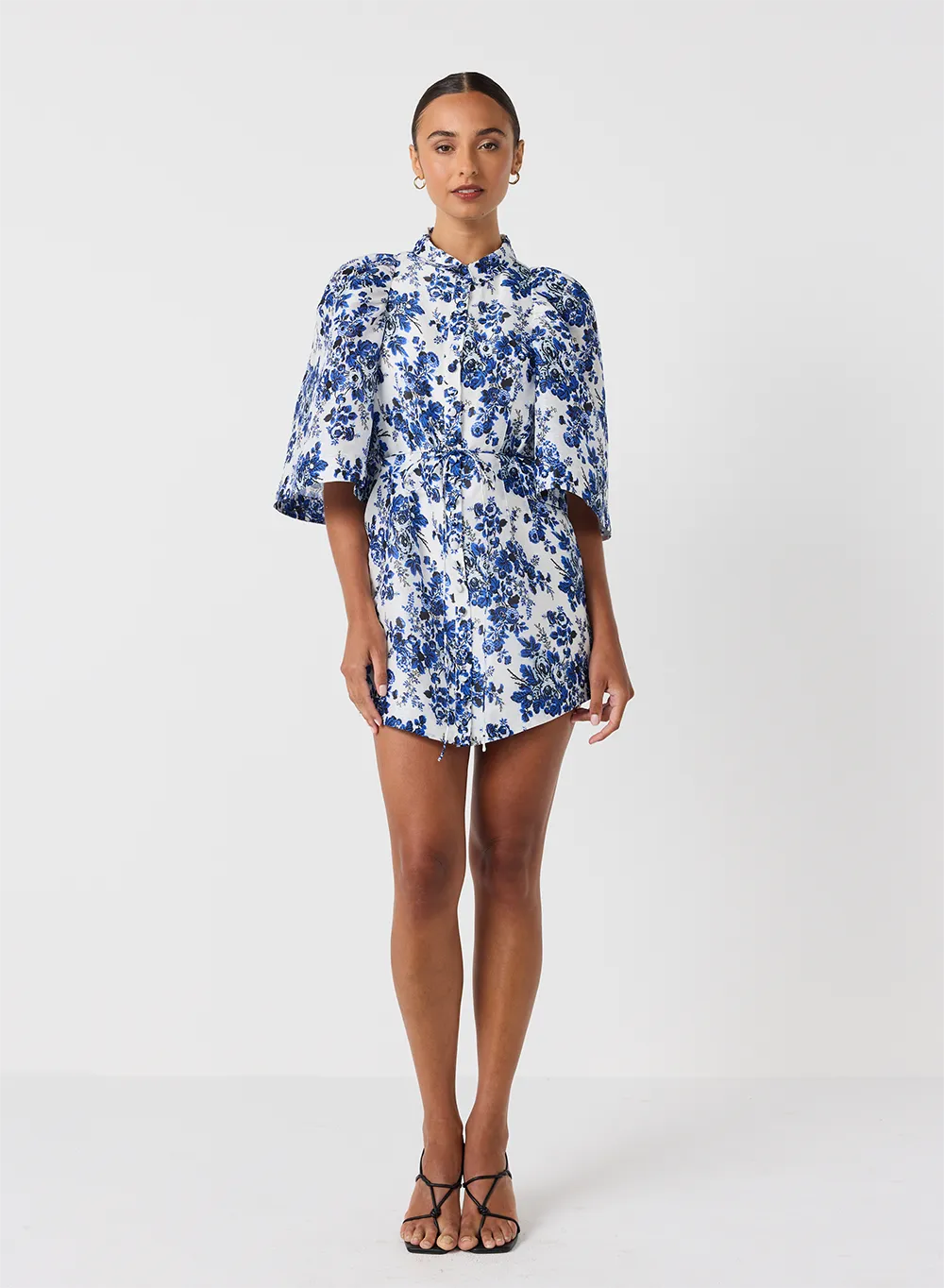 Augusta Silk Linen Micro Mini Shirt Dress