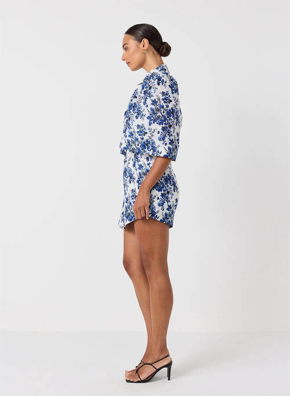 Augusta Silk Linen Micro Mini Shirt Dress