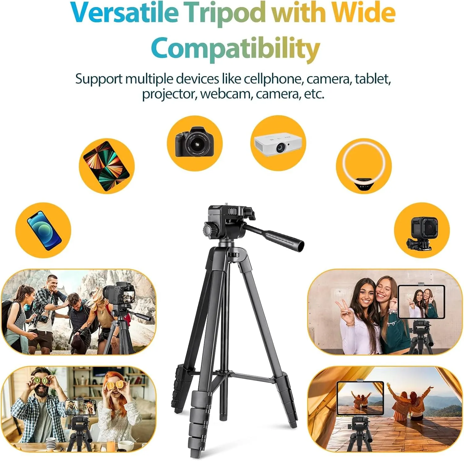 Aureday Phone Tripod Stand, 64 Extendable Cell Phone&Camera Tripod with Wireless Remote and Phone Holder, Aluminum iPad Tripod for Video Recording/Selfies/Live Stream/Vlogging