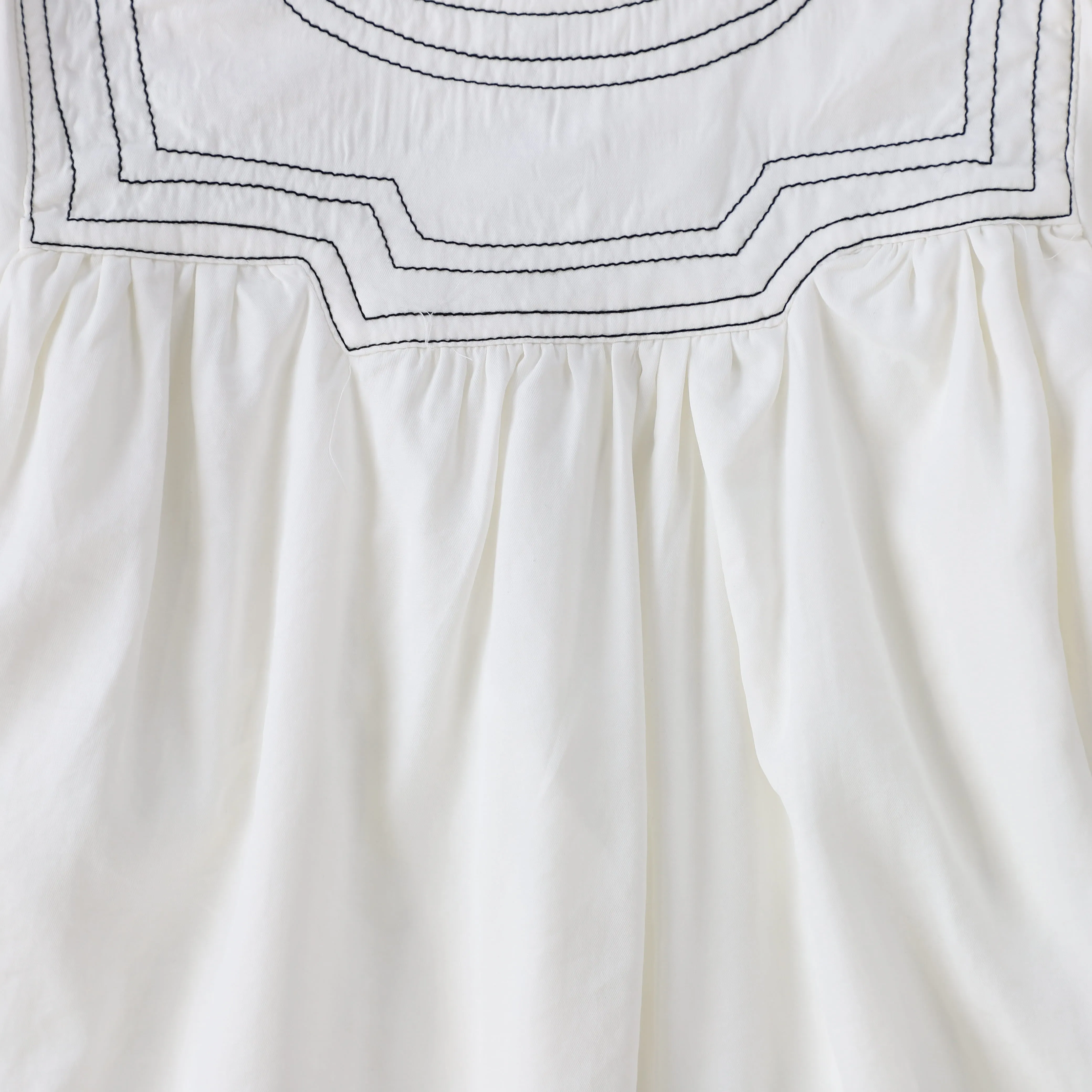 BACE COLLECTION WHITE MUSHROOM TRIM DRESS [Final Sale]