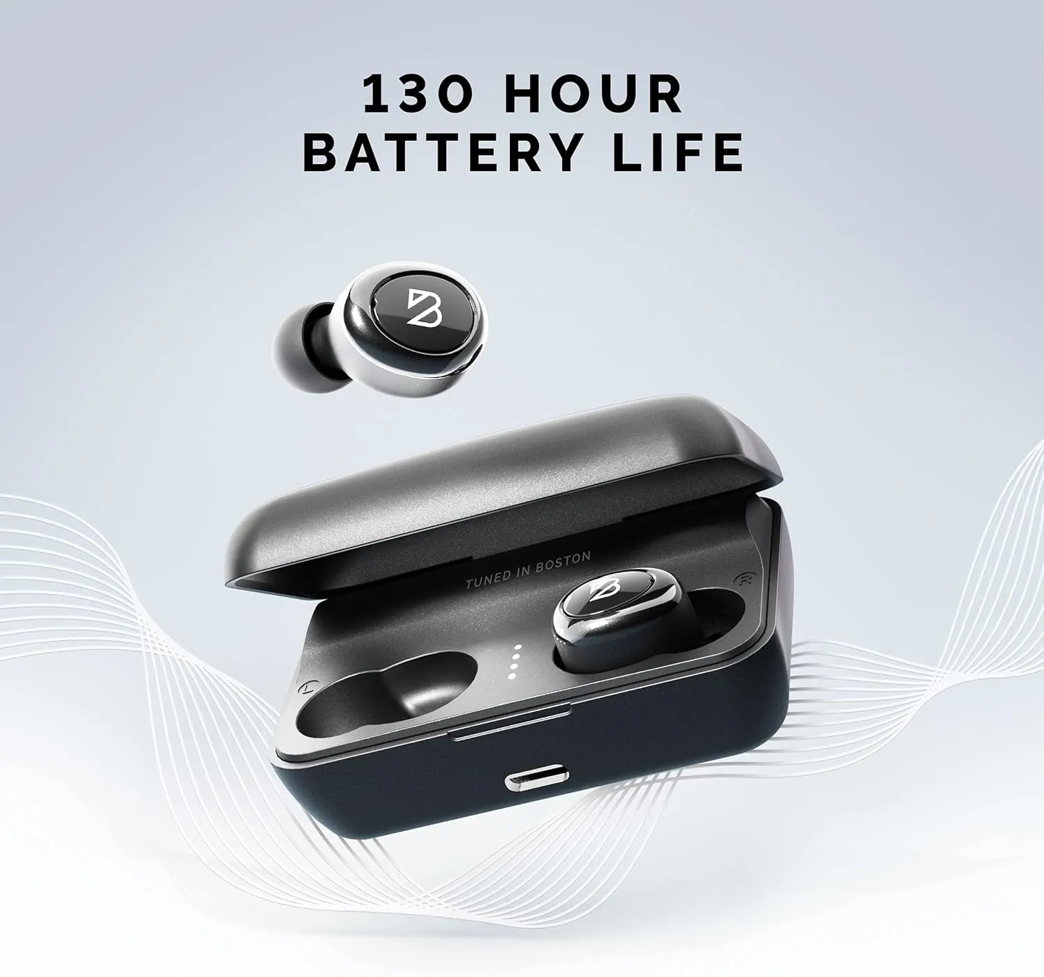 Back Bay Audio Duet 50 Pro  Sweatproof Wireless Bluetooth Earbuds, 130 Hour Long Battery Life for iPhone, Android, Mini Charging Case, TWS Headphones with Microphone, Gift for Runners