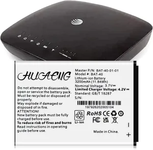 BAT-40 Upgraded 3200mAh High Capacity Replacement Battery for AT&T IFWA-40/IFWA40 Mobile Hotspot Rechargeable Lithium-ion Battery