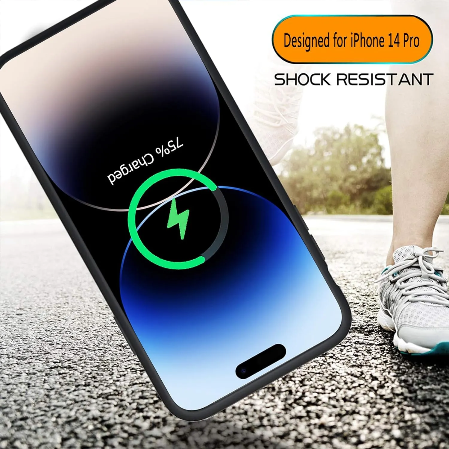 Battery Case for iPhone 14 Pro, Full Encircle 10000mAh High Capacity Rechargeable Portable Charger Case Extended Battery Pack for iPhone 14 Pro (6.1 inch) Wireless Charging Case with Carplay-Black