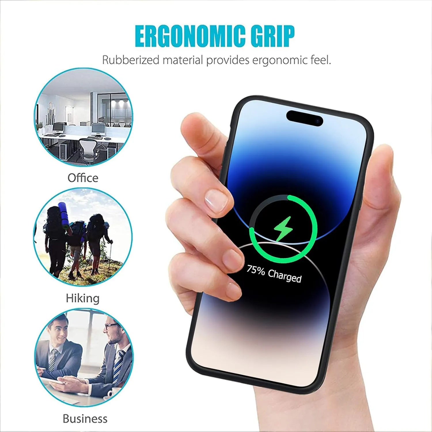 Battery Case for iPhone 14 Pro, Full Encircle 10000mAh High Capacity Rechargeable Portable Charger Case Extended Battery Pack for iPhone 14 Pro (6.1 inch) Wireless Charging Case with Carplay-Black