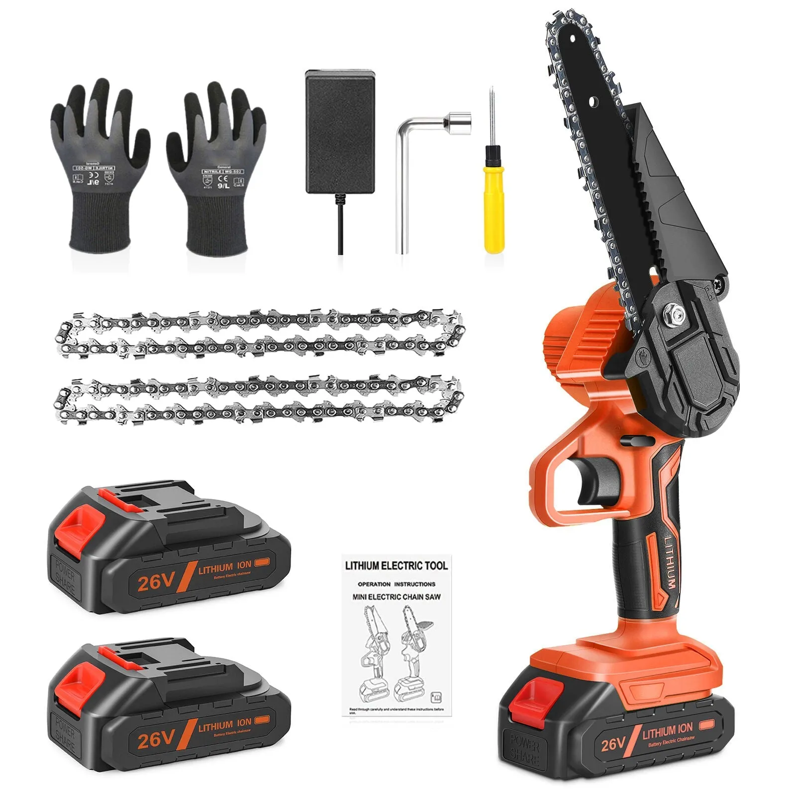 Battery Powered Cordless Electric Mini Tree Branch Chainsaw, 550W