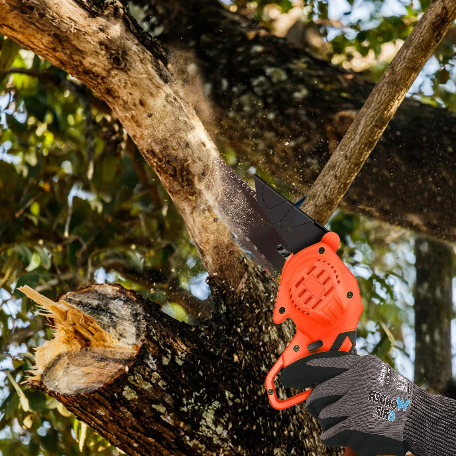 Battery Powered Cordless Electric Mini Tree Branch Chainsaw, 550W
