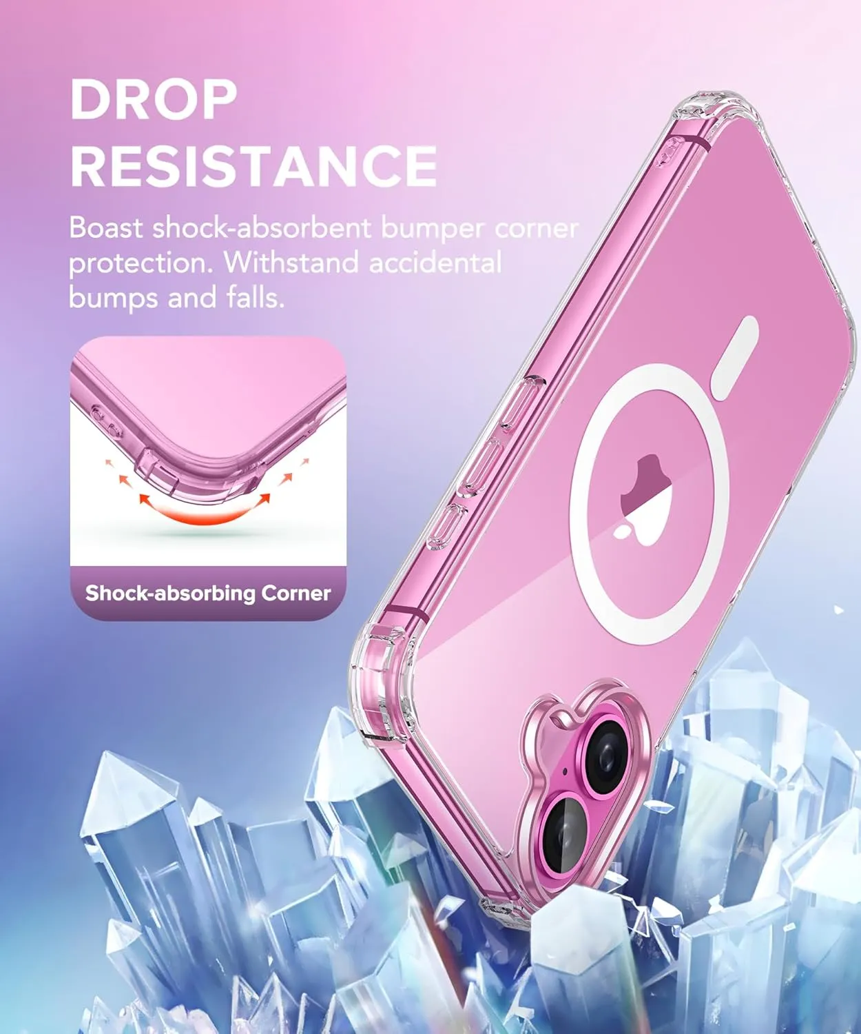 BERFY Compatible with iPhone 16 Case Glitter, [3 in 1] with Screen Protector   Camera Lens Protector, [Non-Yellowing] Clear Sparkle Slim Shockproof Hard Phone Cover for Women 6.1", Transparent