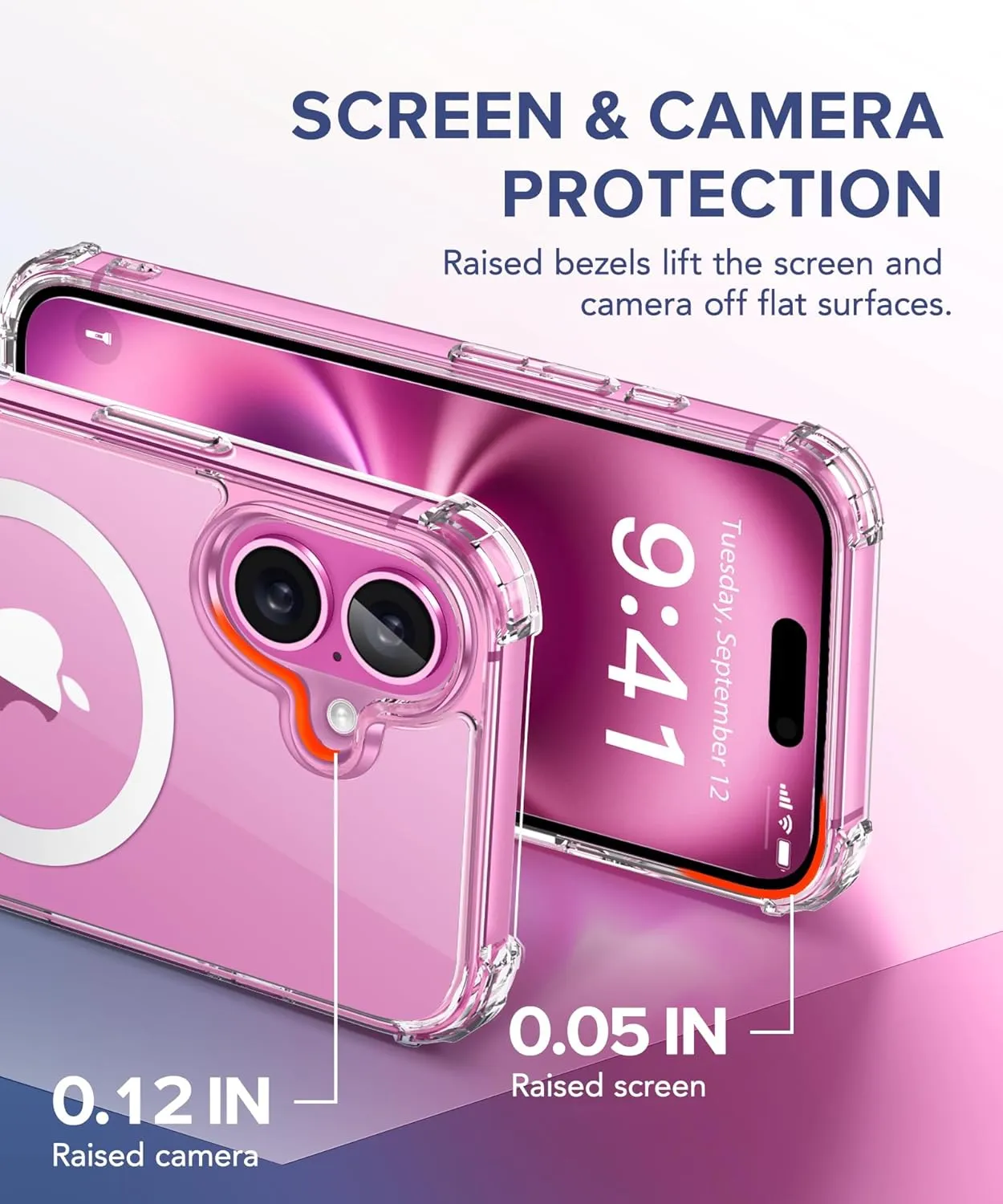 BERFY Compatible with iPhone 16 Case Glitter, [3 in 1] with Screen Protector   Camera Lens Protector, [Non-Yellowing] Clear Sparkle Slim Shockproof Hard Phone Cover for Women 6.1", Transparent