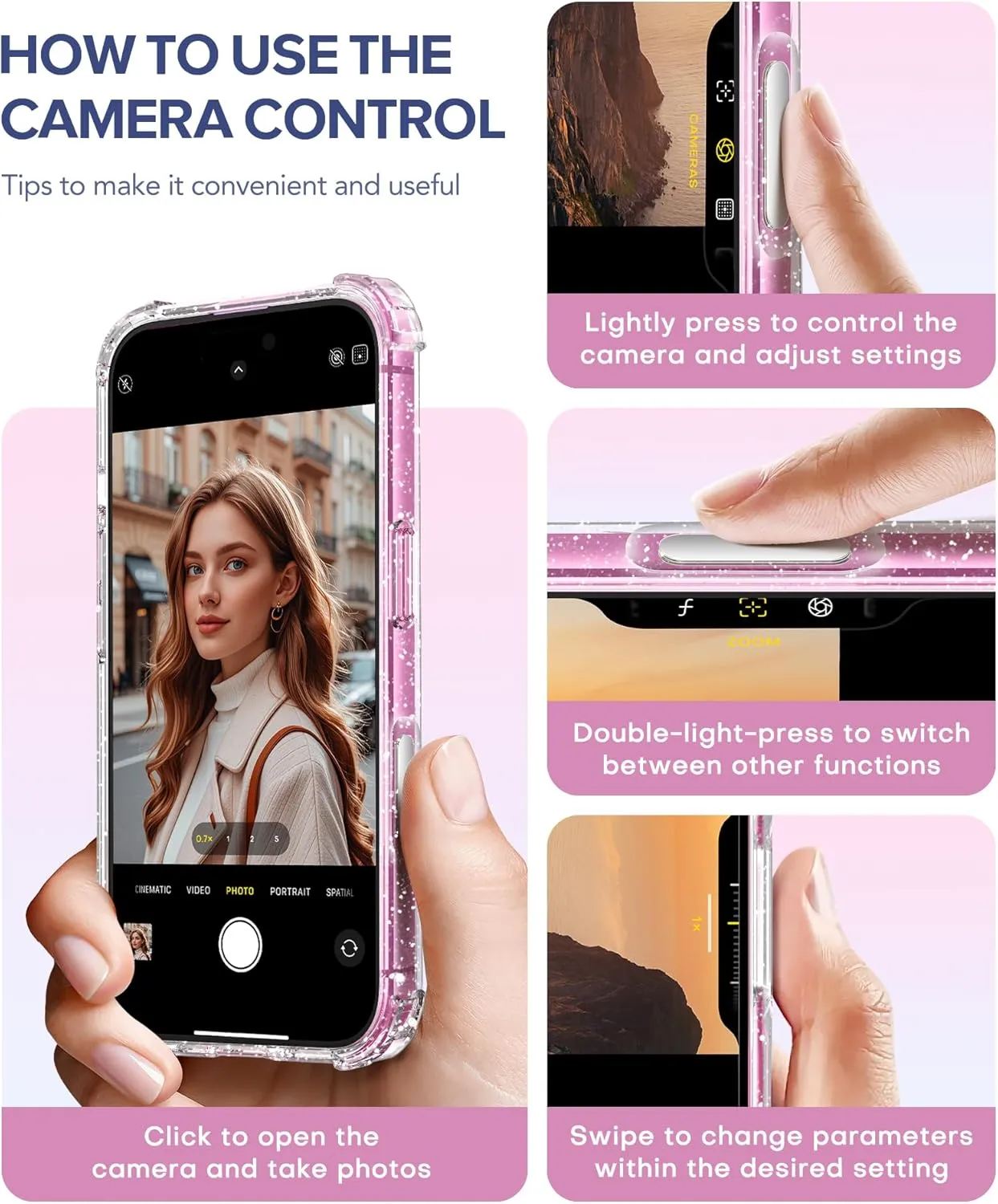 BERFY Compatible with iPhone 16 Plus Case, [Compatible with Magsafe], with 9H Tempered Screen Protector   Camera Lens Protector, Clear Sparkly Hard Phone Case for Women 6.7", Magnetic Shiny Clear