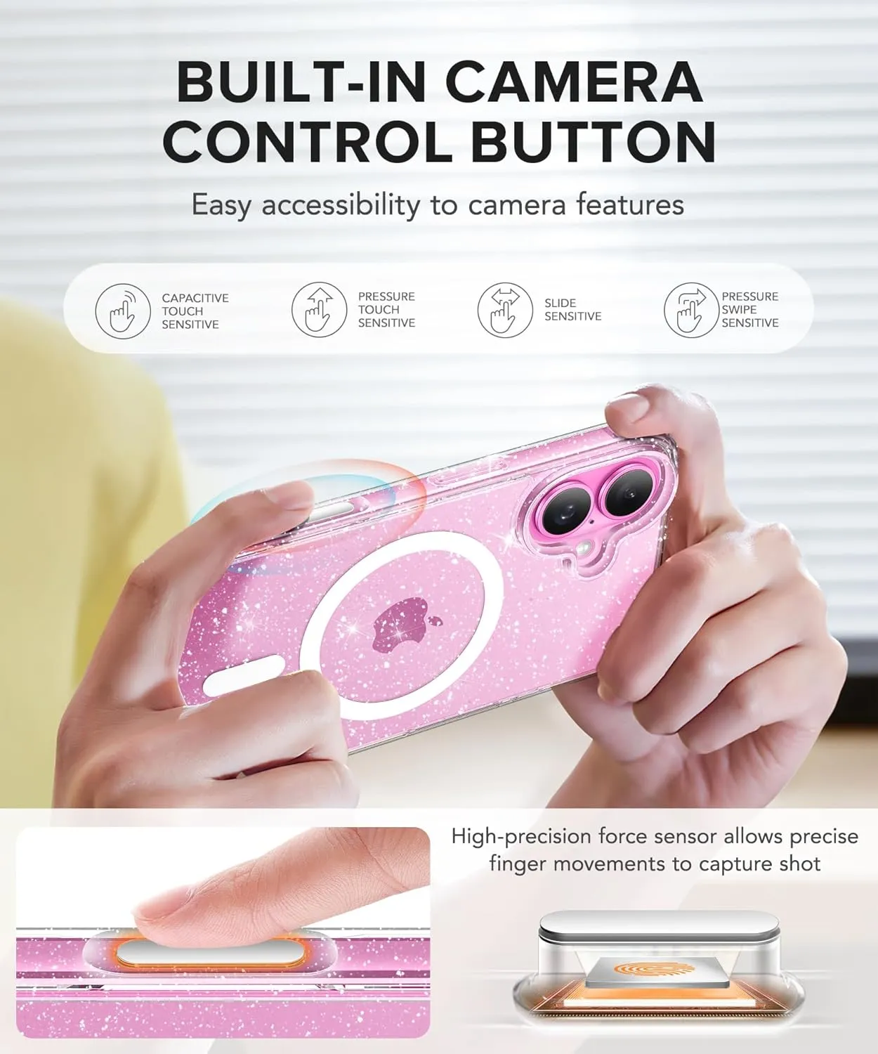 BERFY Compatible with iPhone 16 Plus Case, [Compatible with Magsafe], with 9H Tempered Screen Protector   Camera Lens Protector, Clear Sparkly Hard Phone Case for Women 6.7", Magnetic Shiny Clear