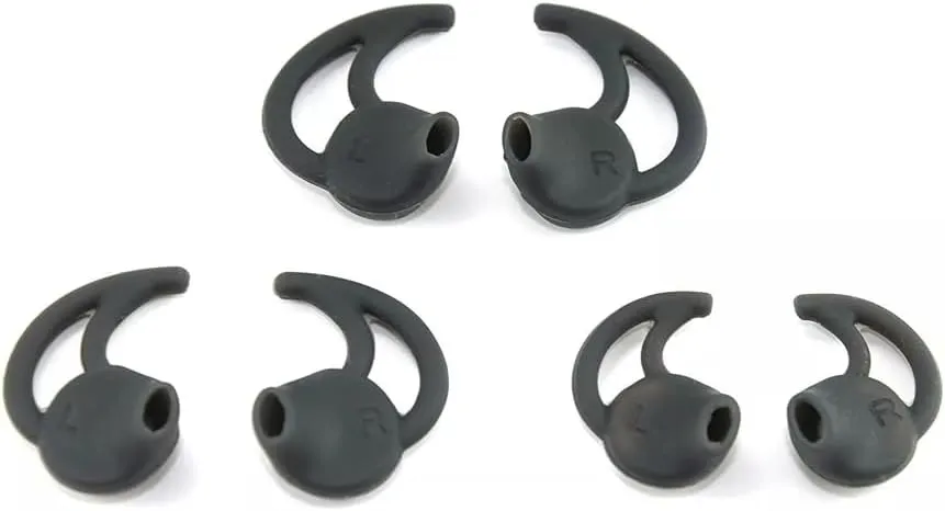 Black Silicone Ear Tips for Bose Soundsport Replacement Eargels, 3 Pairs S/M/L Sizes (S/M/L)