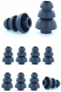 Black, Small Brand, Triple Flange Replacement Ear Tips, Earbuds for in-Ear Earphones. (See Fit Information in Details Below)