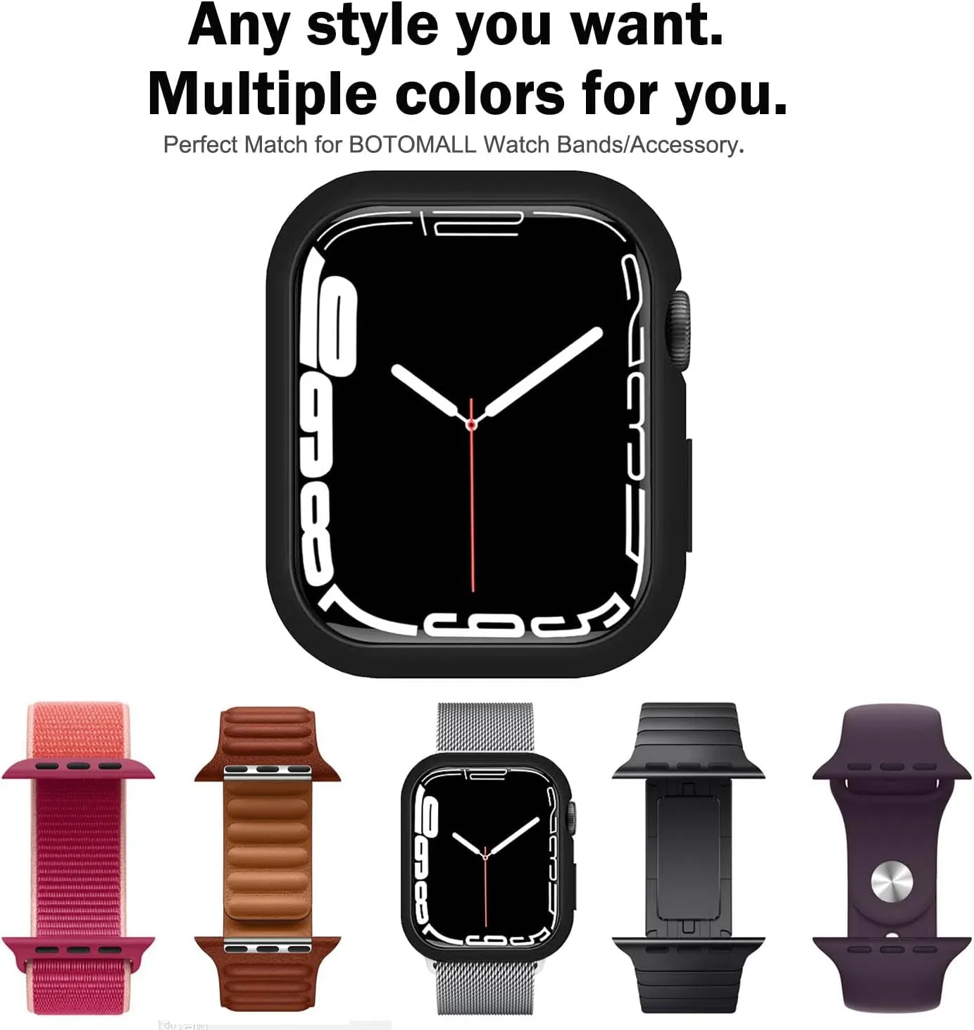 BOTOMALL 8 Pack Soft Bumper Compatible with Apple Watch Case,Flexible TPU Lightweight Smartwatch Protective Cover Kit for iWatch Ultra SE Series 10 9/8/7 6/5/4 3/2/1