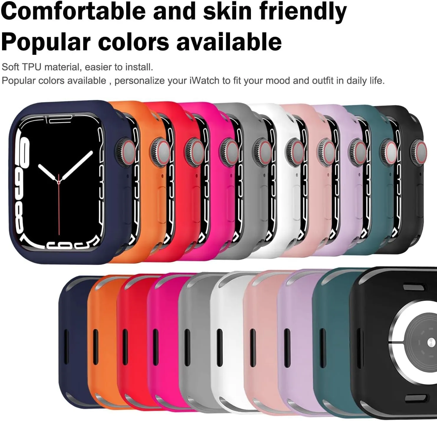 BOTOMALL 8 Pack Soft Bumper Compatible with Apple Watch Case,Flexible TPU Lightweight Smartwatch Protective Cover Kit for iWatch Ultra SE Series 10 9/8/7 6/5/4 3/2/1