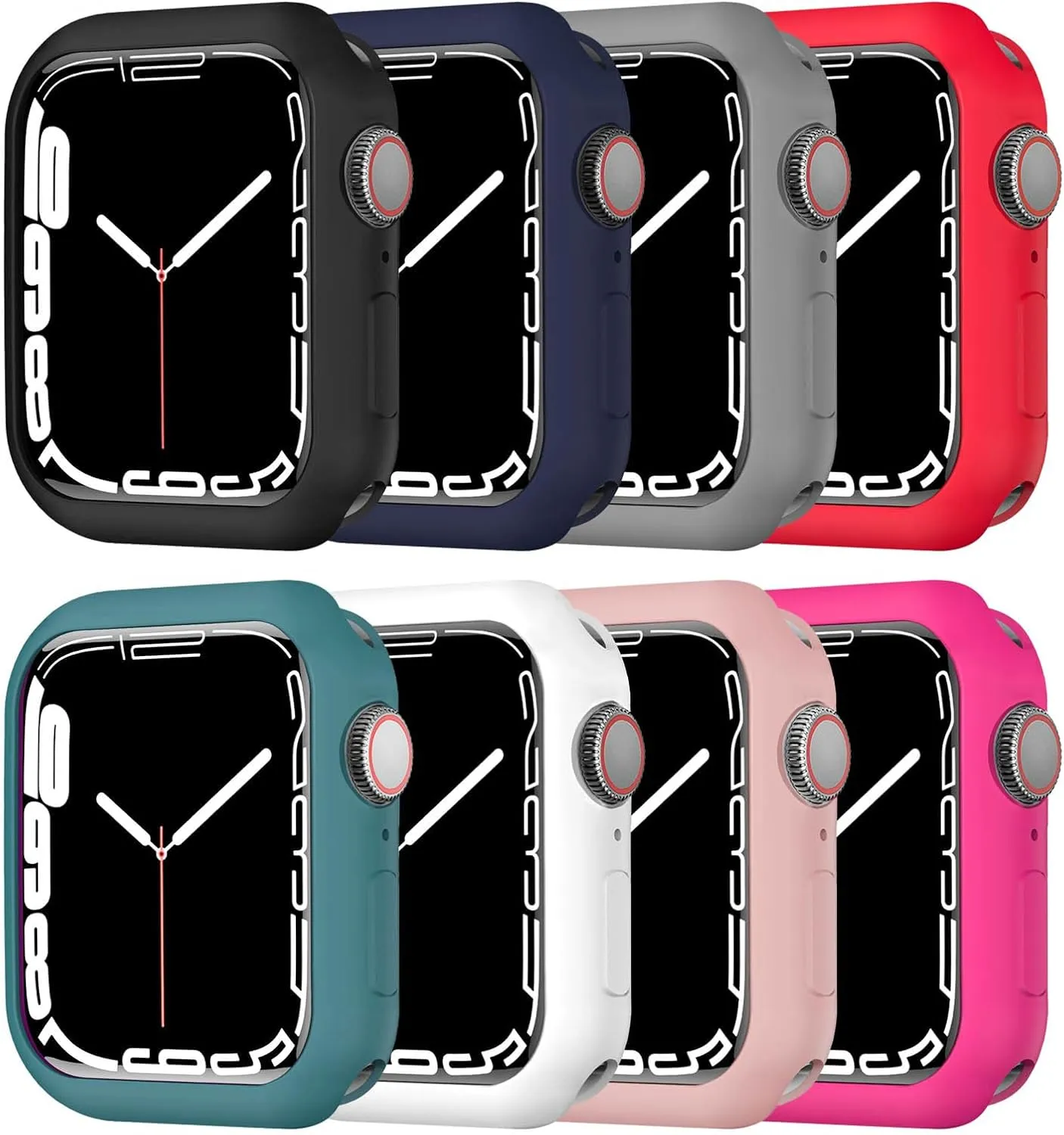 BOTOMALL 8 Pack Soft Bumper Compatible with Apple Watch Case,Flexible TPU Lightweight Smartwatch Protective Cover Kit for iWatch Ultra SE Series 10 9/8/7 6/5/4 3/2/1