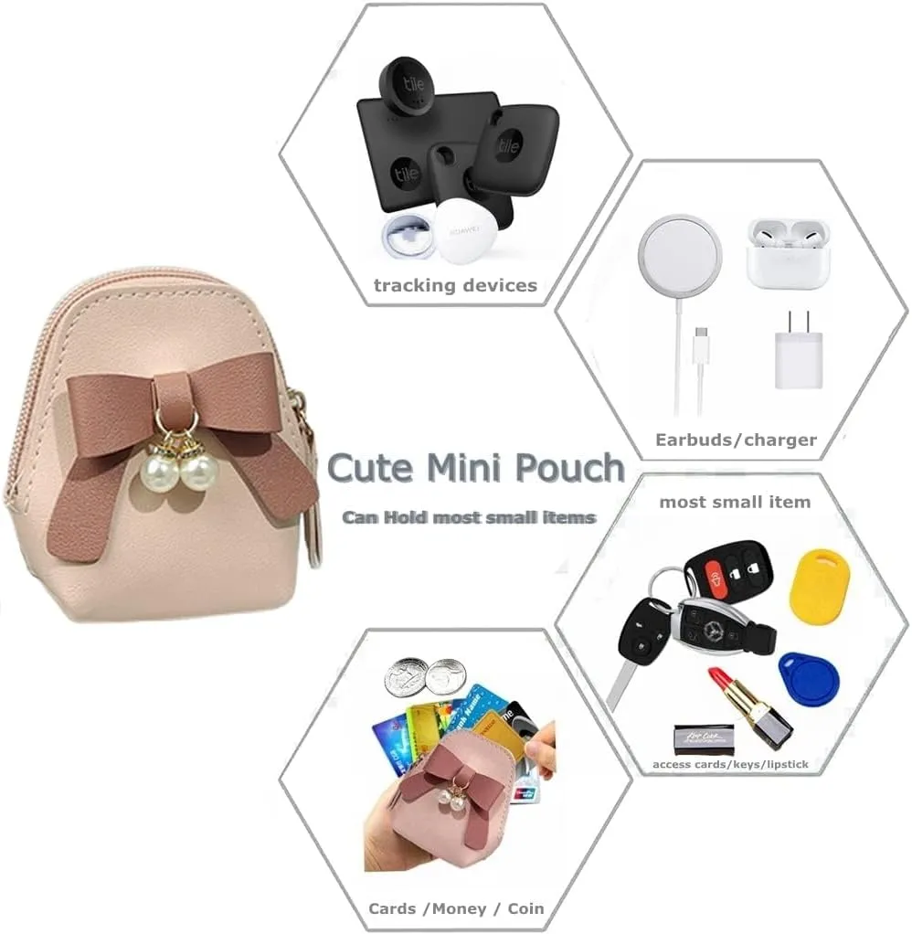 Bow Tie Small Bag for AirPods Pro 2nd Case, 1st / Galaxy Buds Earphones Cover, Access Cards Keychain, For Sony LinkBuds S WF-L900 WF-1000XM4 Ambie AM-TW01 Earbuds Case Coin Mini Pouch (#1)