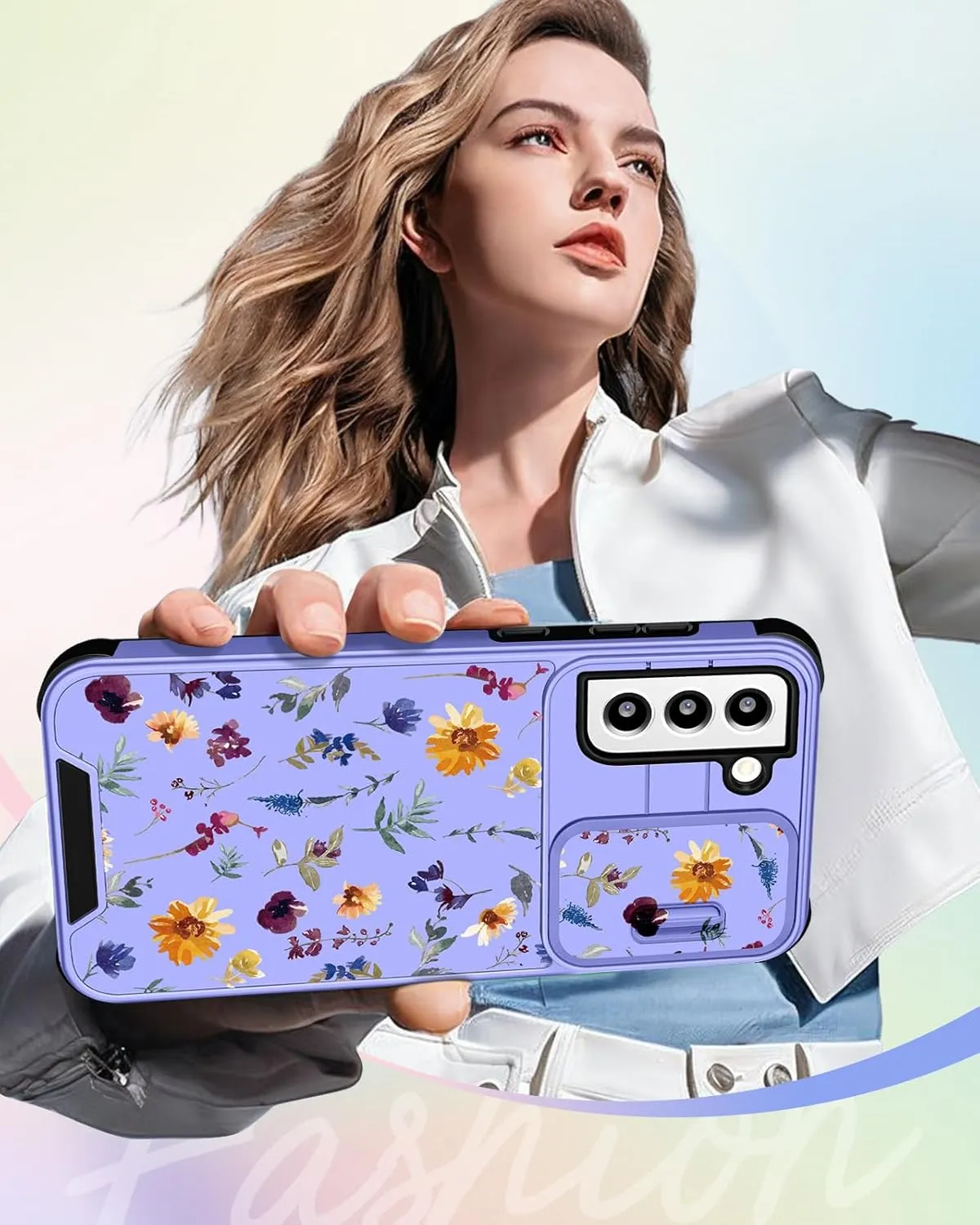 Buleens for Samsung Galaxy S21 Case 6.2 Inch - with Ring Stand & Camera Cover Aesthetic Cute Designed for Women Girls Girly Pretty Flowers Floral for Samsung S21 Phone Case Compatible with Magsafe