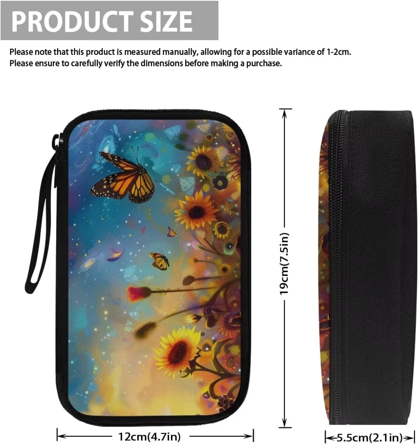 Butterfly Printed Travel Cable Organizer Pouch, Sunflower Printed Travel Cord Charger Organizer Case, Washable Travel Cable Organizer Pouch Electronic Accessories Carry Case