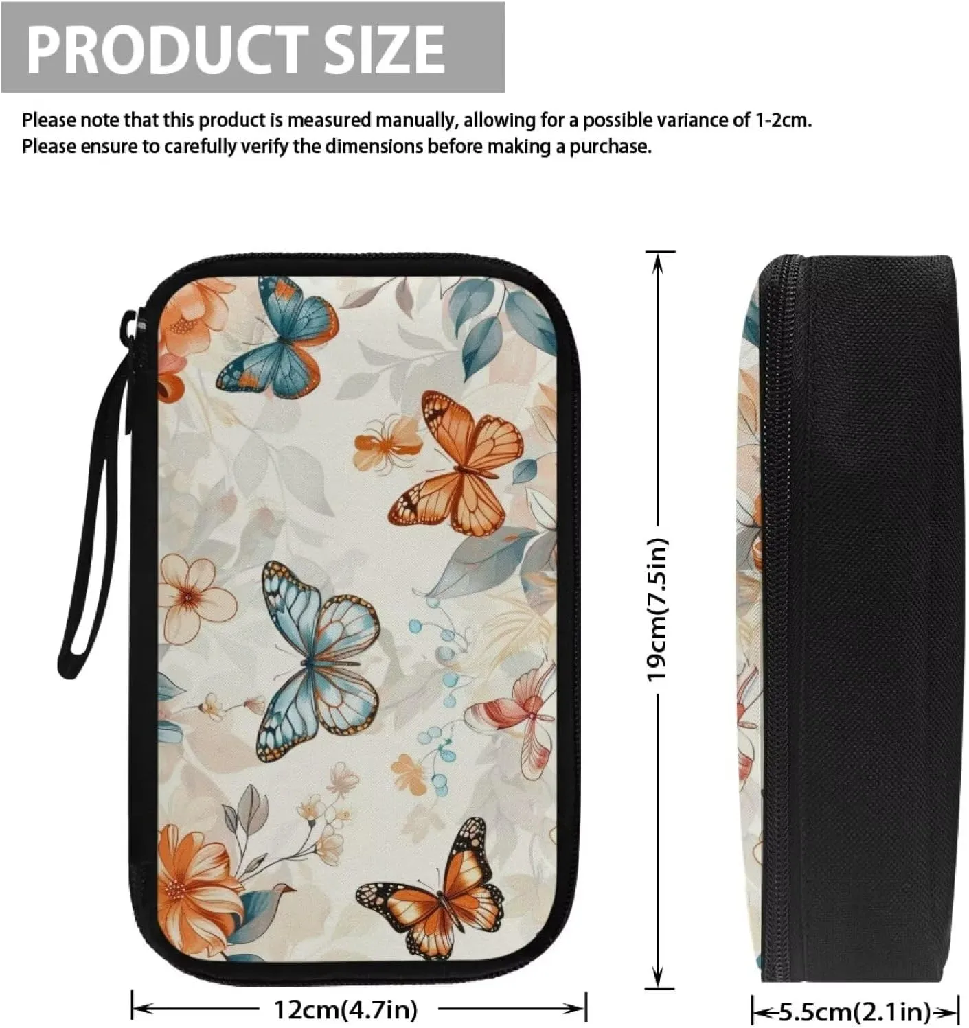 Butterfly Printed Travel Cable Organizer Pouch, Travel Cord Charger Organizer Case, Washable Travel Cable Organizer Pouch Electronic Accessories Carry Case