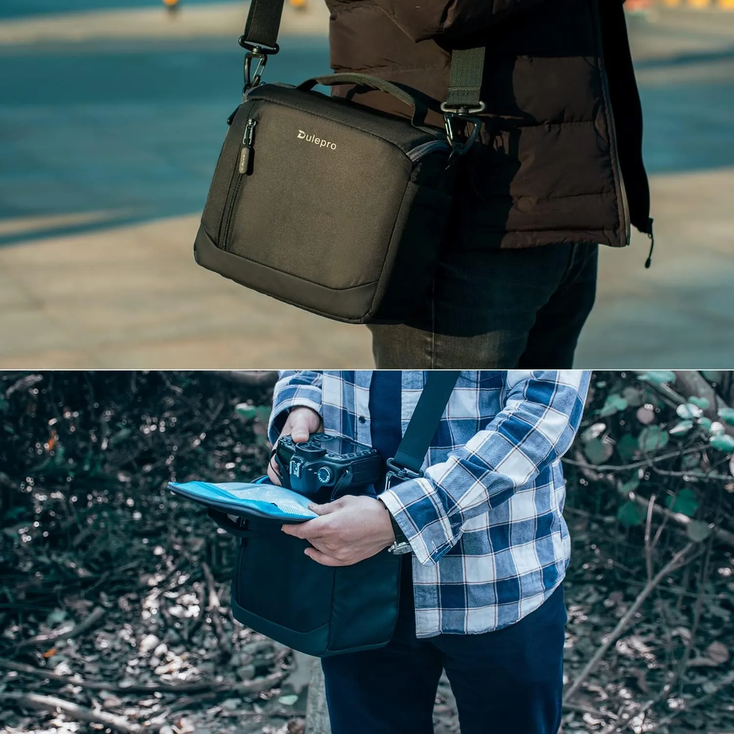 Camera Bag, Dulepro Camera Case Bag for DSLR/SLR/Mirrorless, Waterproof Anti-shock Camera Shoulder Bag with Two removable padded dividers, Portable Camera Crossbody Bags for Men/Women Photographers