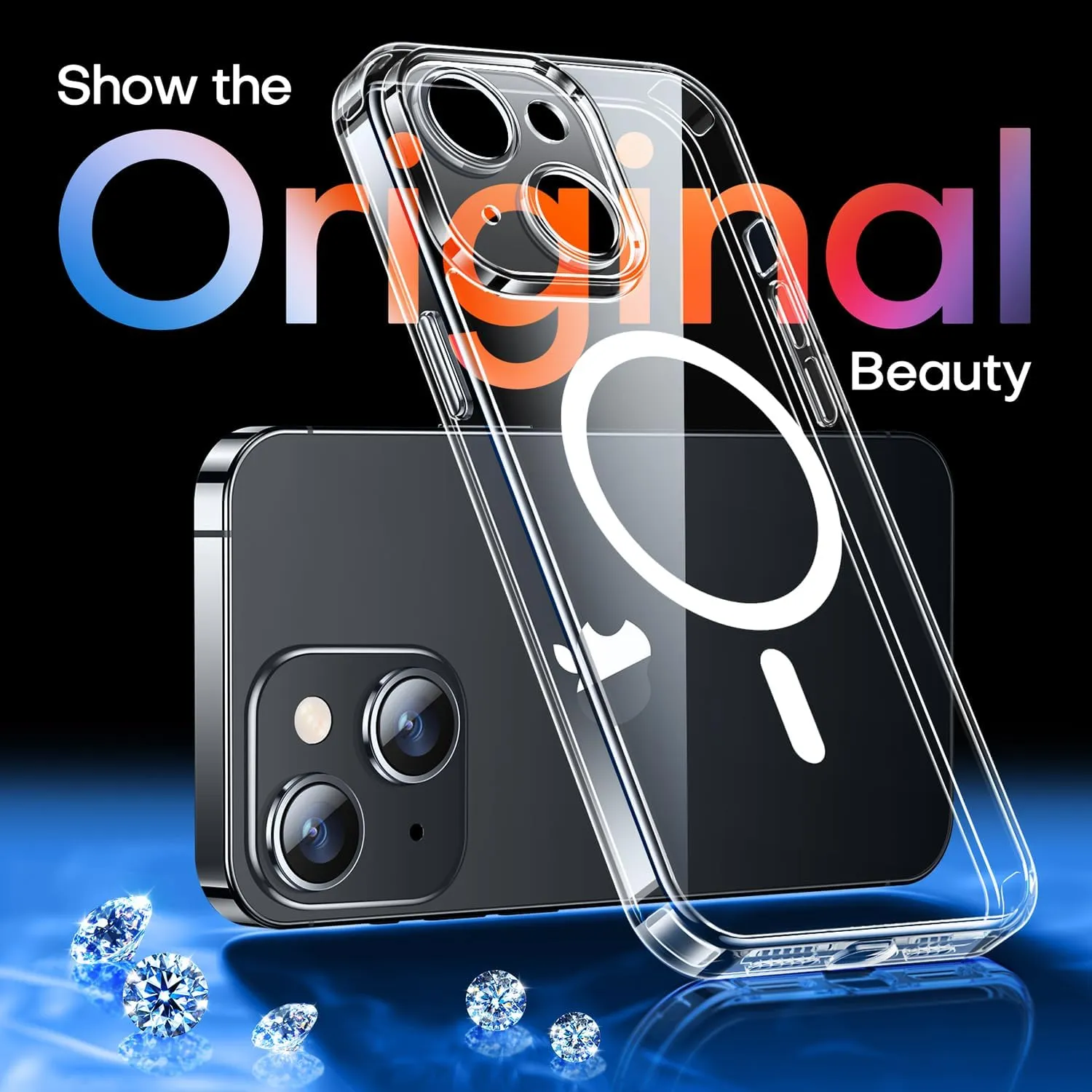 CANSHN Magnetic Compatible with iPhone 13 Case, Upgraded [Full Camera Protection] [Compatible with Magsafe] Non-Yellowing Shockproof Protective Bumper Phone Case 6.1 inch - Clear