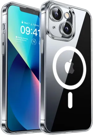 CANSHN Magnetic Compatible with iPhone 13 Case, Upgraded [Full Camera Protection] [Compatible with Magsafe] Non-Yellowing Shockproof Protective Bumper Phone Case 6.1 inch - Clear