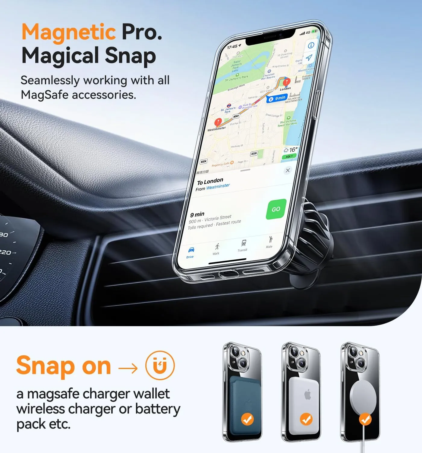 CANSHN Magnetic Compatible with iPhone 13 Case, Upgraded [Full Camera Protection] [Compatible with Magsafe] Non-Yellowing Shockproof Protective Bumper Phone Case 6.1 inch - Clear