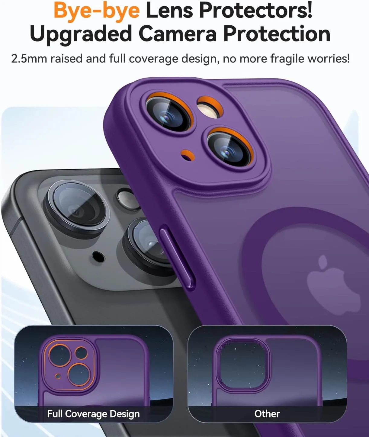 CANSHN Magnetic for iPhone 13 Case, Upgraded [Full Camera Protection] [Compatible with Magsafe] [Translucent Matte] Shockproof Protective Phone Case for iPhone 13 6.1" - Deep Purple