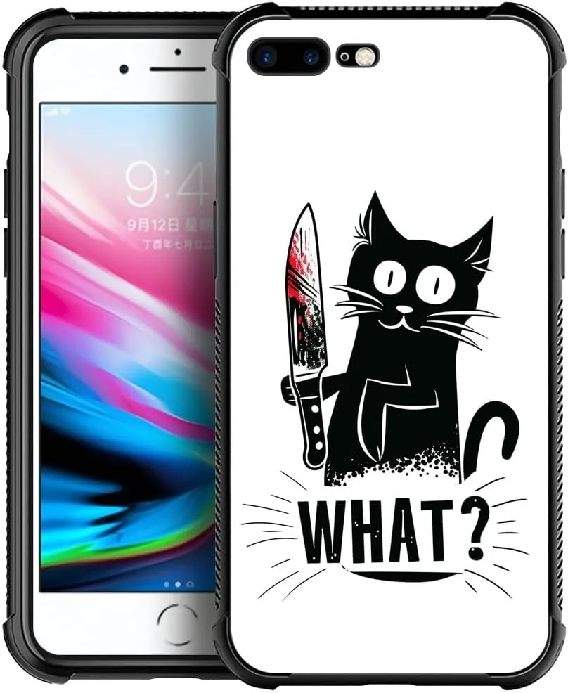 CARLOCA Compatible with iPhone 8/7/SE 2 3 Case,Angry Cat Knife What Pattern Ultra Protection Shockproof Soft Silicone TPU Non-Slip Back for iPhone 8/7/SE 2 3