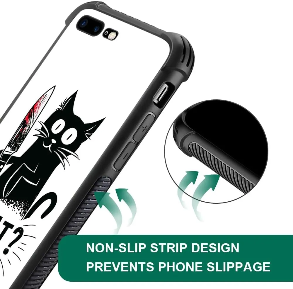 CARLOCA Compatible with iPhone 8/7/SE 2 3 Case,Angry Cat Knife What Pattern Ultra Protection Shockproof Soft Silicone TPU Non-Slip Back for iPhone 8/7/SE 2 3