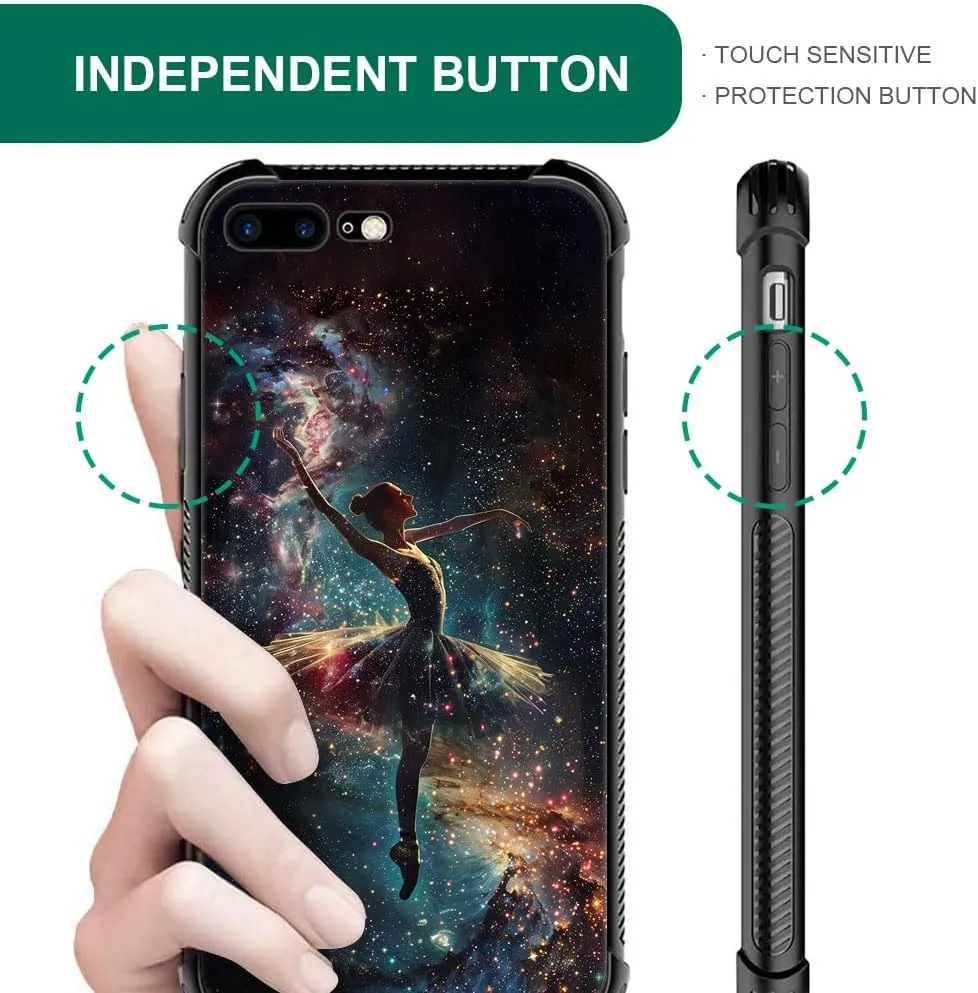 CARLOCA Compatible with iPhone 8/7/SE 2 3 Case,Ballerina Dancing in Space Pattern Ultra Protection Shockproof Soft Silicone TPU Non-Slip Back for iPhone 8/7/SE 2 3