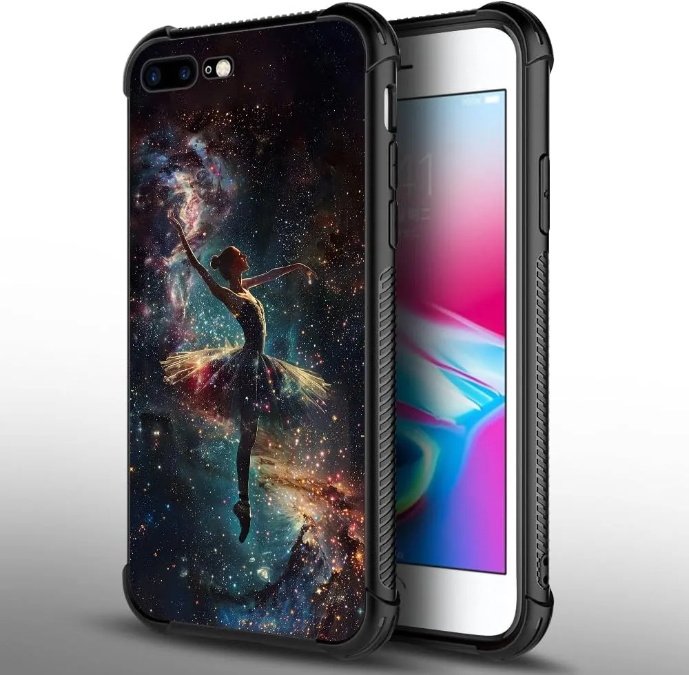 CARLOCA Compatible with iPhone 8/7/SE 2 3 Case,Ballerina Dancing in Space Pattern Ultra Protection Shockproof Soft Silicone TPU Non-Slip Back for iPhone 8/7/SE 2 3