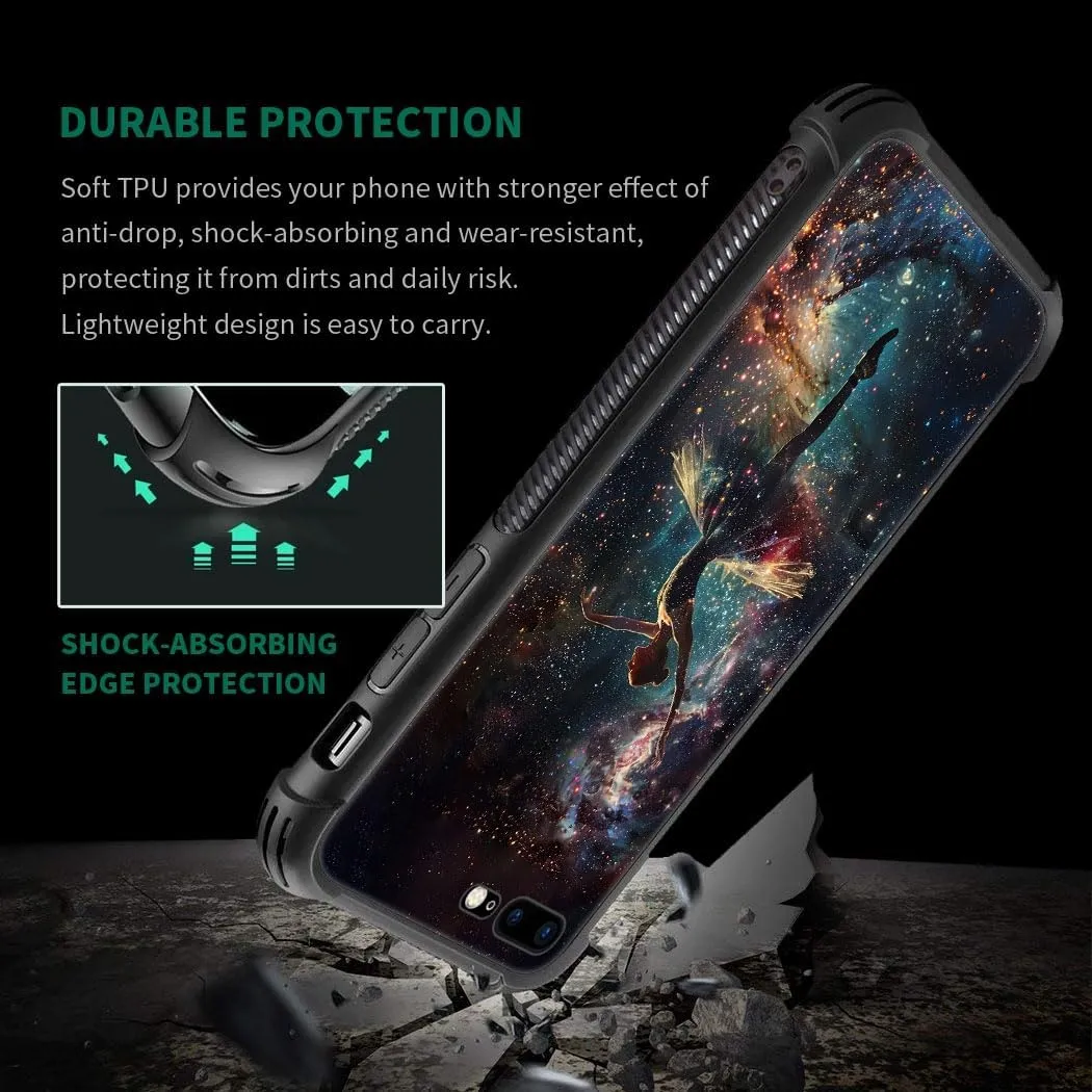 CARLOCA Compatible with iPhone 8/7/SE 2 3 Case,Ballerina Dancing in Space Pattern Ultra Protection Shockproof Soft Silicone TPU Non-Slip Back for iPhone 8/7/SE 2 3