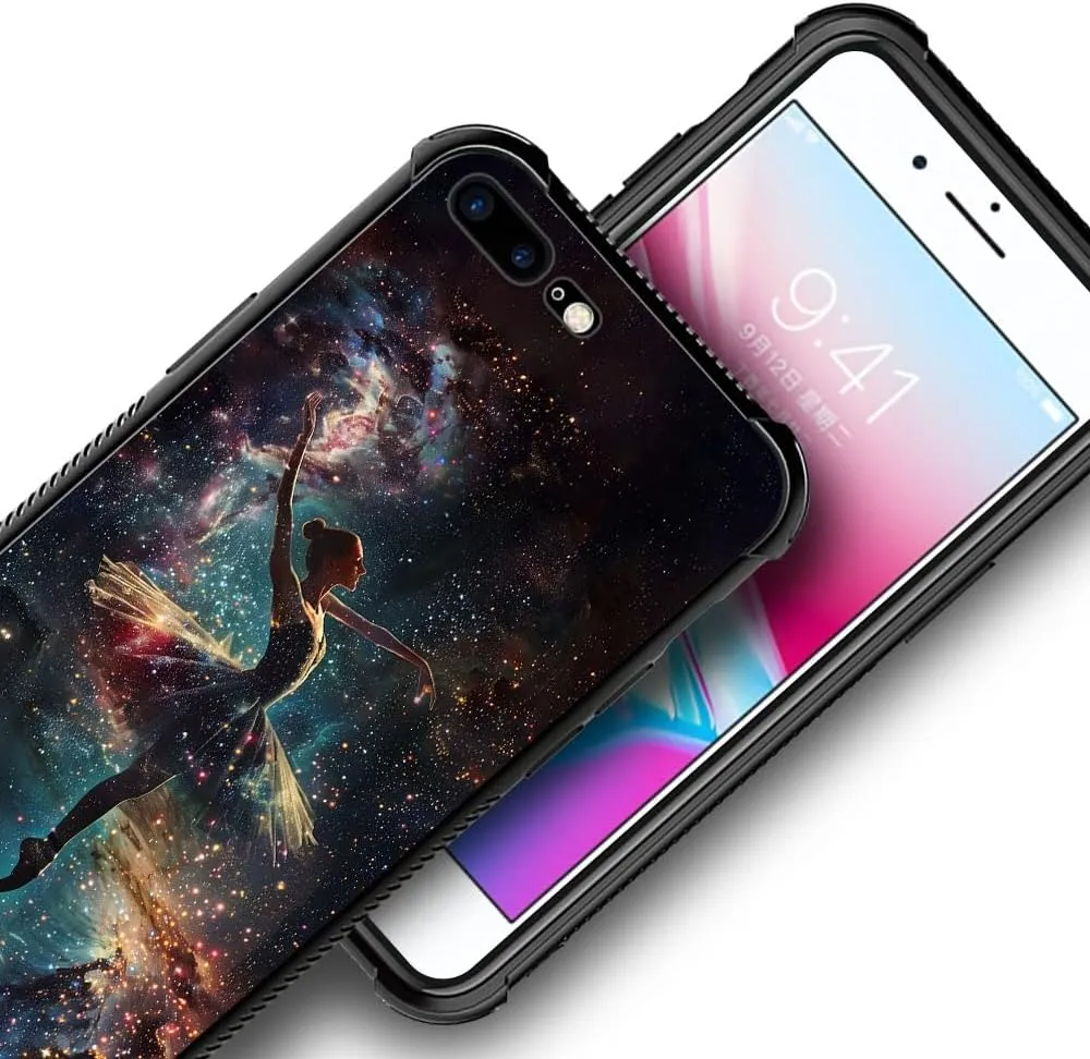 CARLOCA Compatible with iPhone 8/7/SE 2 3 Case,Ballerina Dancing in Space Pattern Ultra Protection Shockproof Soft Silicone TPU Non-Slip Back for iPhone 8/7/SE 2 3