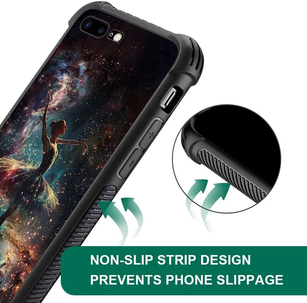 CARLOCA Compatible with iPhone 8/7/SE 2 3 Case,Ballerina Dancing in Space Pattern Ultra Protection Shockproof Soft Silicone TPU Non-Slip Back for iPhone 8/7/SE 2 3